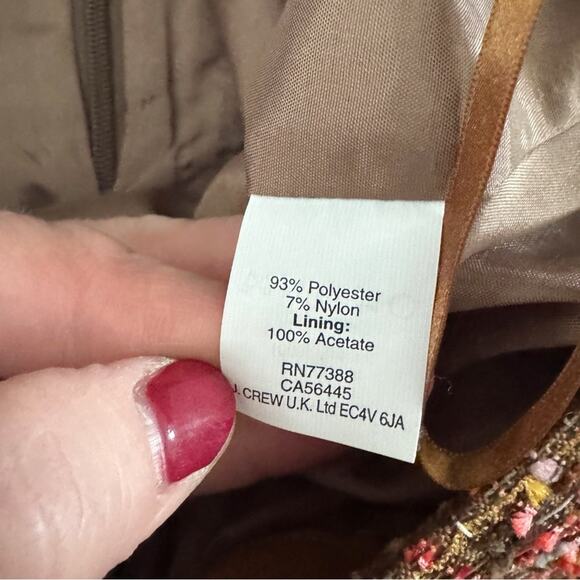 J. Crew Tweed The pencil Skirt women’s Sz 2 Brown Pink Corpcore Textured Office - Picture 8 of 8